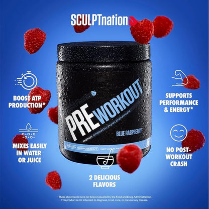 Pre Workout Blue Raspberry - Advanced Energy & Performance Formula Full